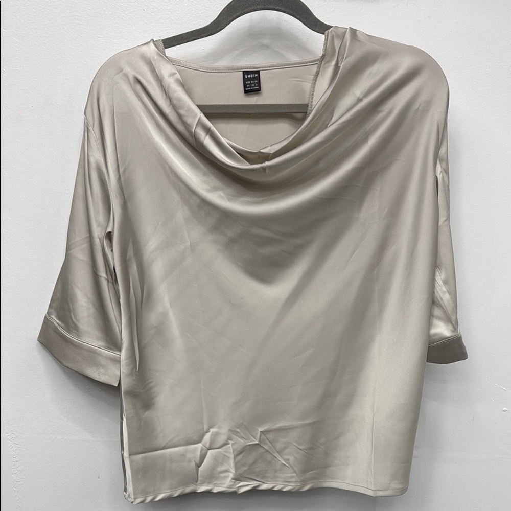 NWOT Cream Drape Neck Top